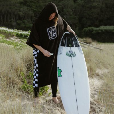 Hooded Towel Checker Black